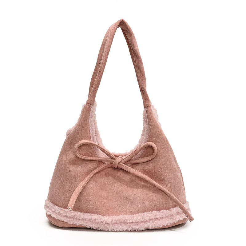 

Lambswool Patchwork Bowknot Women s Large Shoulder Tote Bag Small 30*13*23