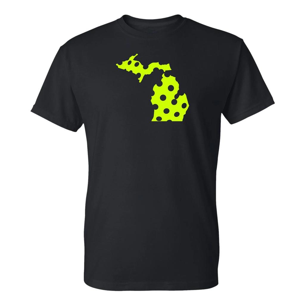 Pickleball State Michigan Basic Cotton T Shirt - Black