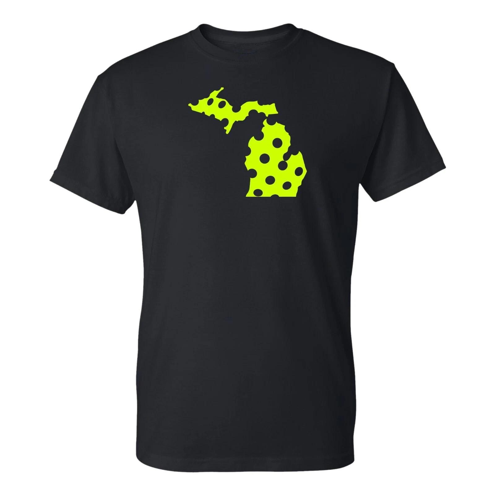 Pickleball State Michigan Basic Cotton T Shirt - Black XL