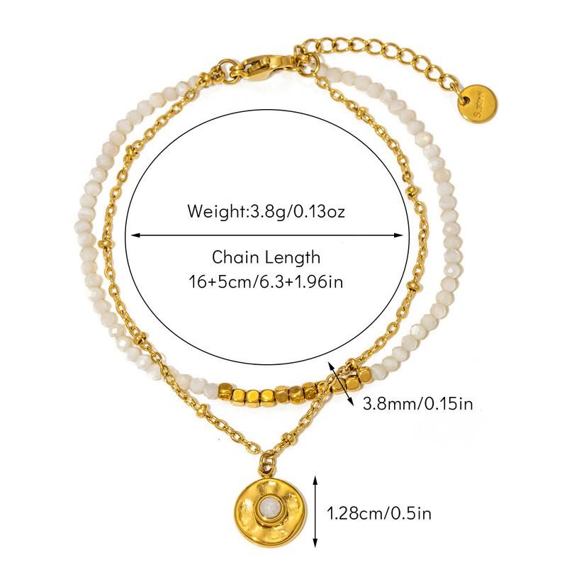 Boho Style Titanium Steel Bracelet With Natural Stone Beads Handmade Double Layer Womens Jewelry Bohemian Style Bracelet 01