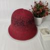 Retro Jacquard Knitted Wool Hat Women's Autumn and Winter Warm Face Bucket Hat Plain Face Small Bucket Hat