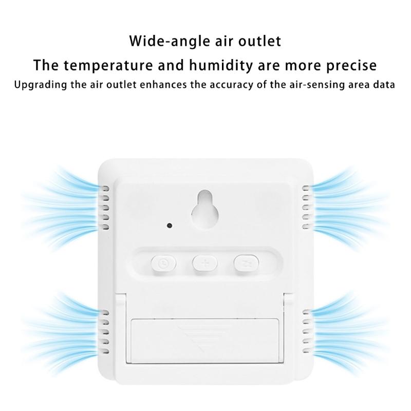 Magnetic Digital Alarm Clock with Date Time Temperature Humidity LCD Display Battery Operated for Modern Home Decors