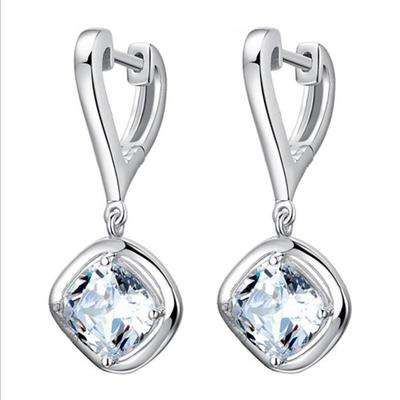 Trendy Lady Silver 925 Earrings Heart Jewelry for Women Cute Crystal Hoop Earrings Girls Princess Accessories Birthday Gift