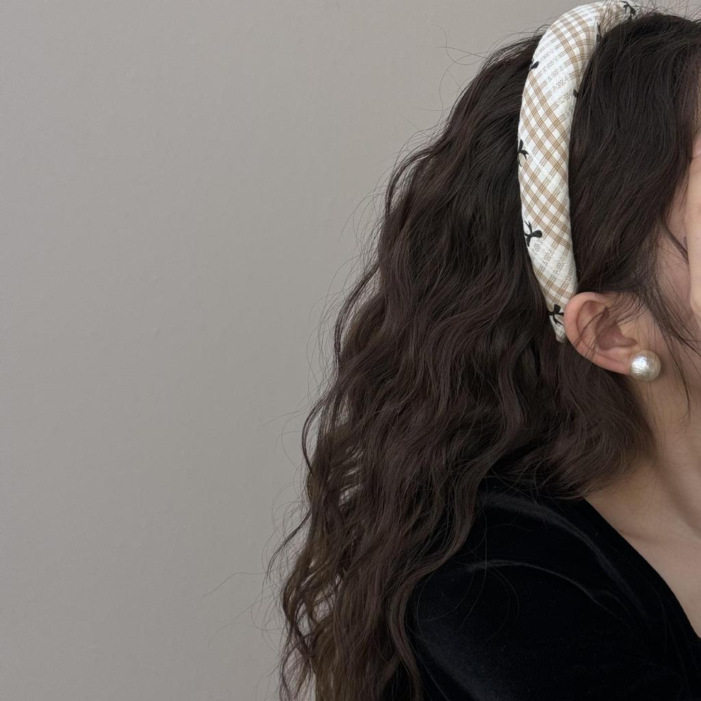 Advanced Plaid Bow Headband for Women - Fashionable Sponge Hair Accessory