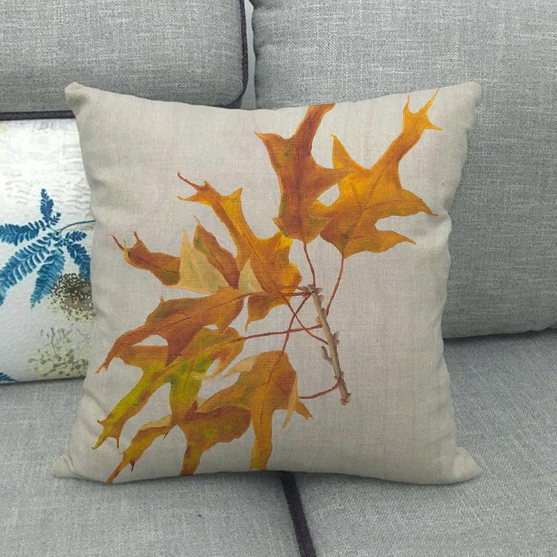 Autumn Maple Plants Digital Printing Short Plush Pillow Covers Decorative For Car Sofa Office Cushion Cover Home Goods