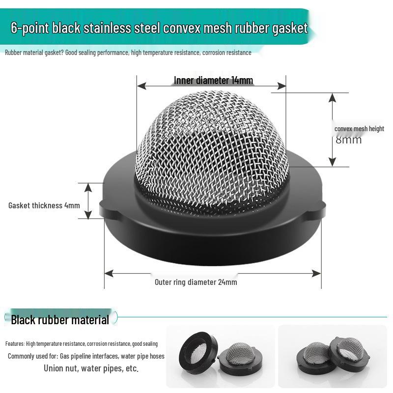 High-temp resistant rubber silicone sealing washer with flat mesh gasket for 4-point water heater and 6-point water meter shower inlet hose.
