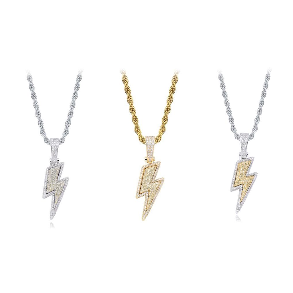 Naszyjnik Hiphop w stylu dla dorosłych z cyrkoniami Podróże Piesze wycieczki Impreza Bankiet Zawieszka w kształcie pioruna Ozdoba na szyję Biżuteria Prezent urodzinowy