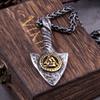 Stainless Steel Viking Necklace Men Antique Gray Spear Pendants Rune Valknut Necklaces Norse Jewelry Gift