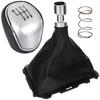 Ford Focus Mk3 11-14 Gear Shift Knob BLACK ECO LEATHER + SILVER + Gaiter with Frame 6 SPEED