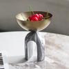 Resin Geometric Arch High Foot Fruit Tray, Stainless Steel Bowl, Metal Tray, Snacks, Living Room Dining Table Storage Tray
