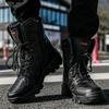 High-top Large Size 47 Boots Zipper Design Men's Sneakers Combat Boots Men's Shoes Space Leather Fabric Desert Boots Men's Shoes