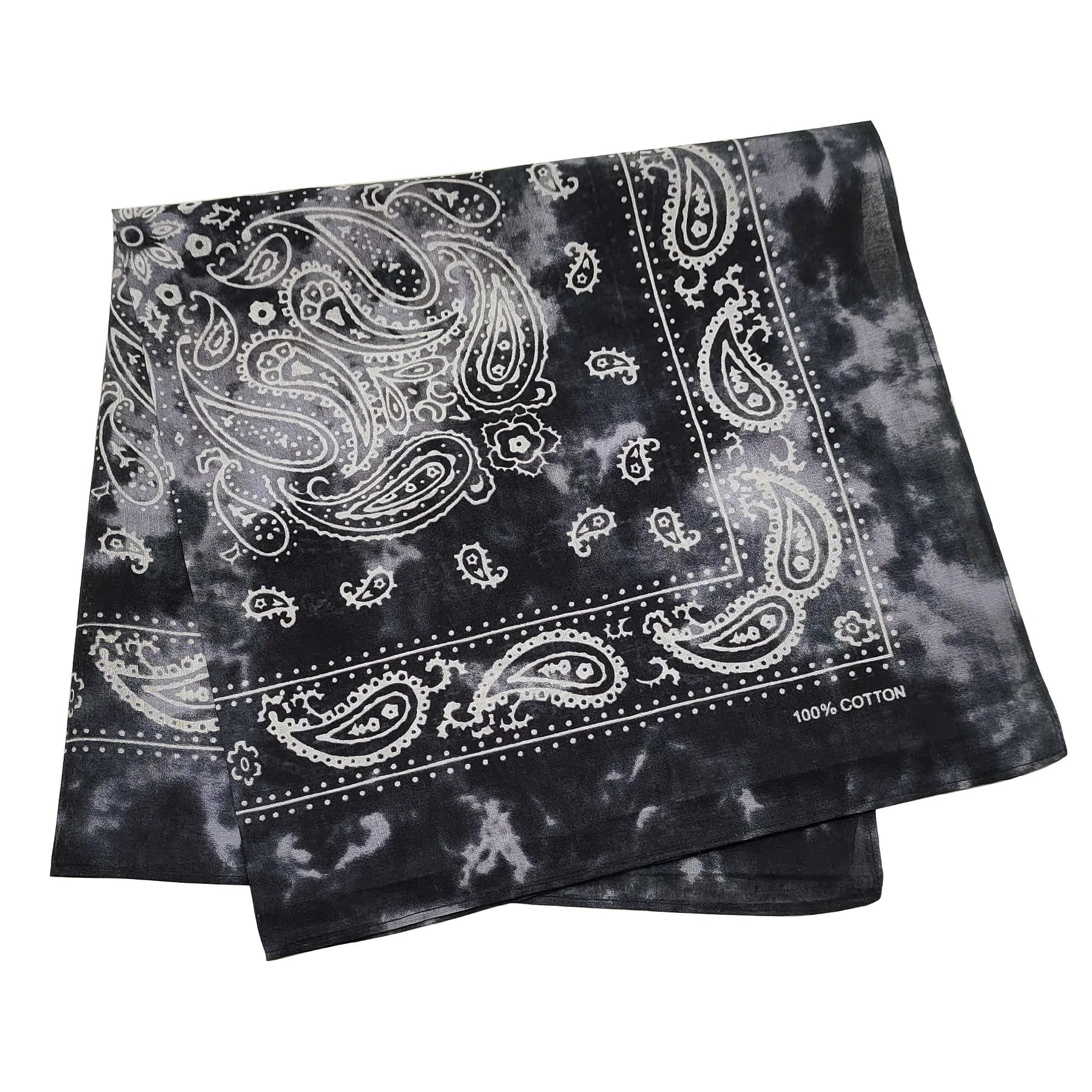 

Trifong Paisley Bandana Black Tie-Dye Cotton 100% Adults 55cm x 55cm black