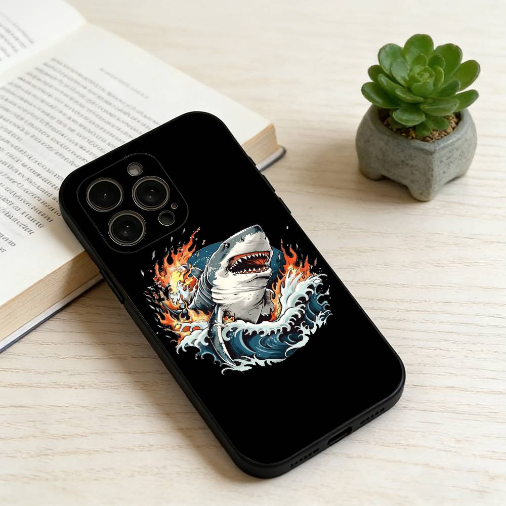 

Shark Graffiti Phone Case For iPhone 17, 16,15,14,13,12,11 Plus,Pro Max, Others Soft Black Cover iPhone17