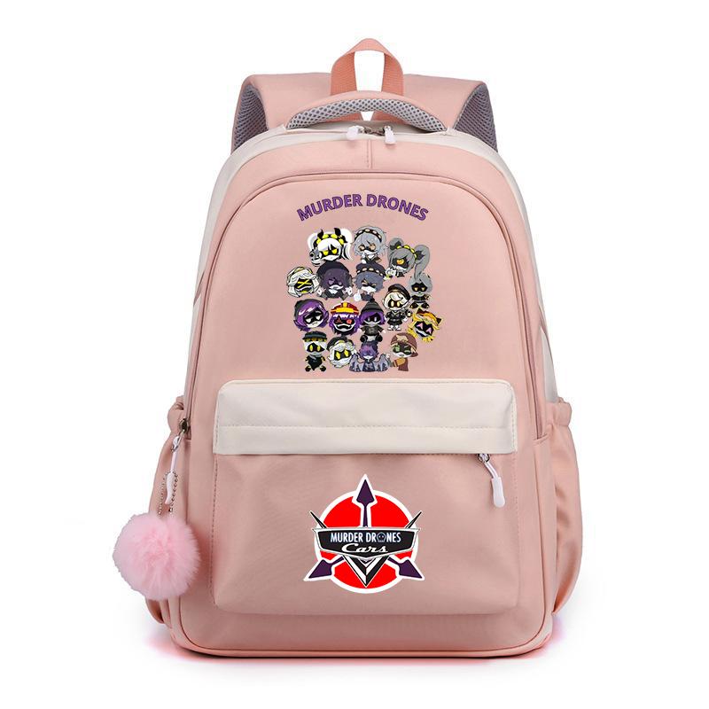 Murder Drones Backpack Teenager Daily Backpack Hot Anime High Capacity Rucksack Student Schoolbag Purple Bookbag Christmas Gift