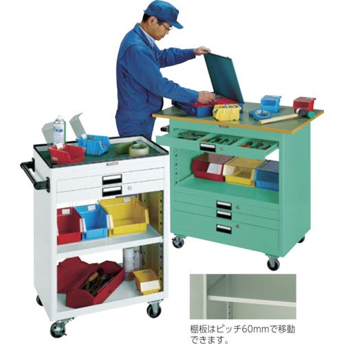TRUSCO Tool Wagon 600 x 400 x H880 with drawer and door W NTS-503N-W