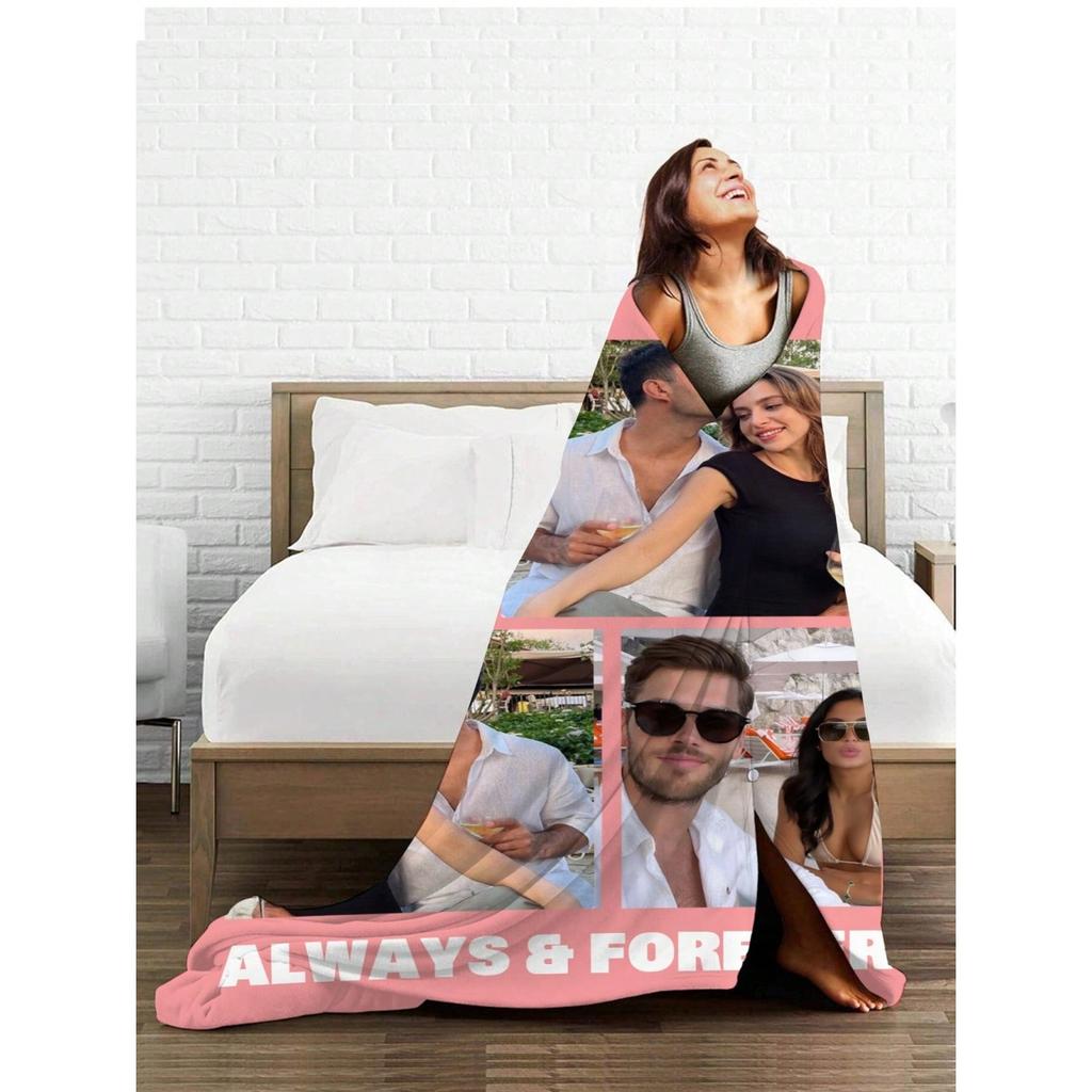 1PC Custom Personalized Blanket Personal Photo Flannel Bed Blanket Birthday Wedding Couple Valentine's Day Holiday Gift Blanket