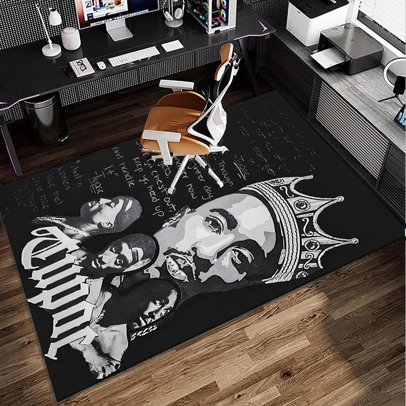 Rap Legend In Blue Office Rug Chair Mat, Game Carpet, Suitable for Front Door, Bedroom, Living Room, Desk, Holiday Gift