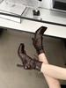2025 Autumn and Winter New Square Head Thin Heel High Heel Temperament Thin French Fashion Sexy Beauty Internet Celebrity Short Boots