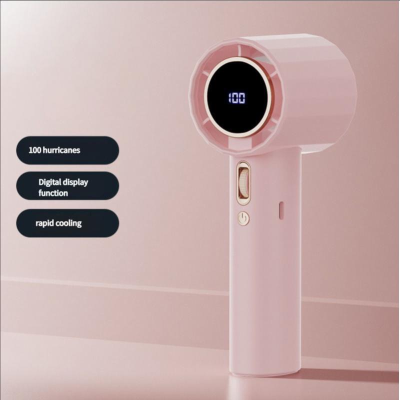 

100 скоростной супер тихий USB перезаряжаемый портативный ручной вентилятор с цифровым дисплеем, мощный воздушный поток розовый