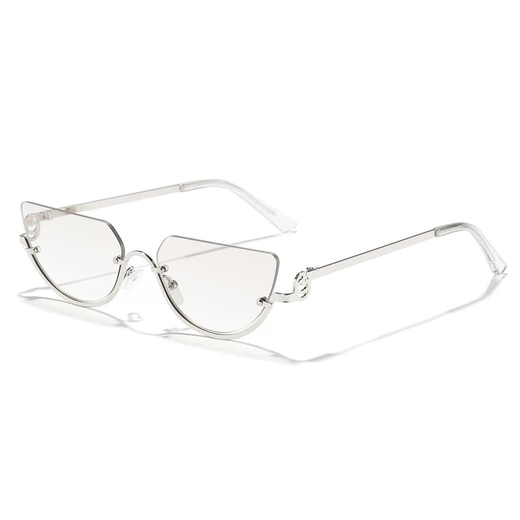 Luxury Brand Designer Triangle Cat Eye Sunglasses Women For Female Vintage Popular Sun Glasses Steampunk Half Frame Eyeglasses