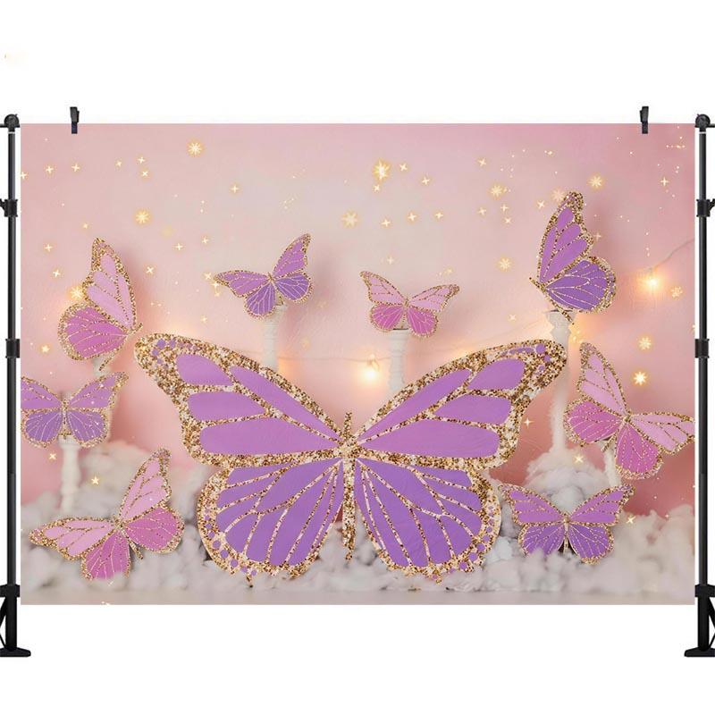 LS Butterfly Garden Backgrounds Cake Smash Kids Adult Photography Props Child Baby Balloon Decors Photo Backdrops