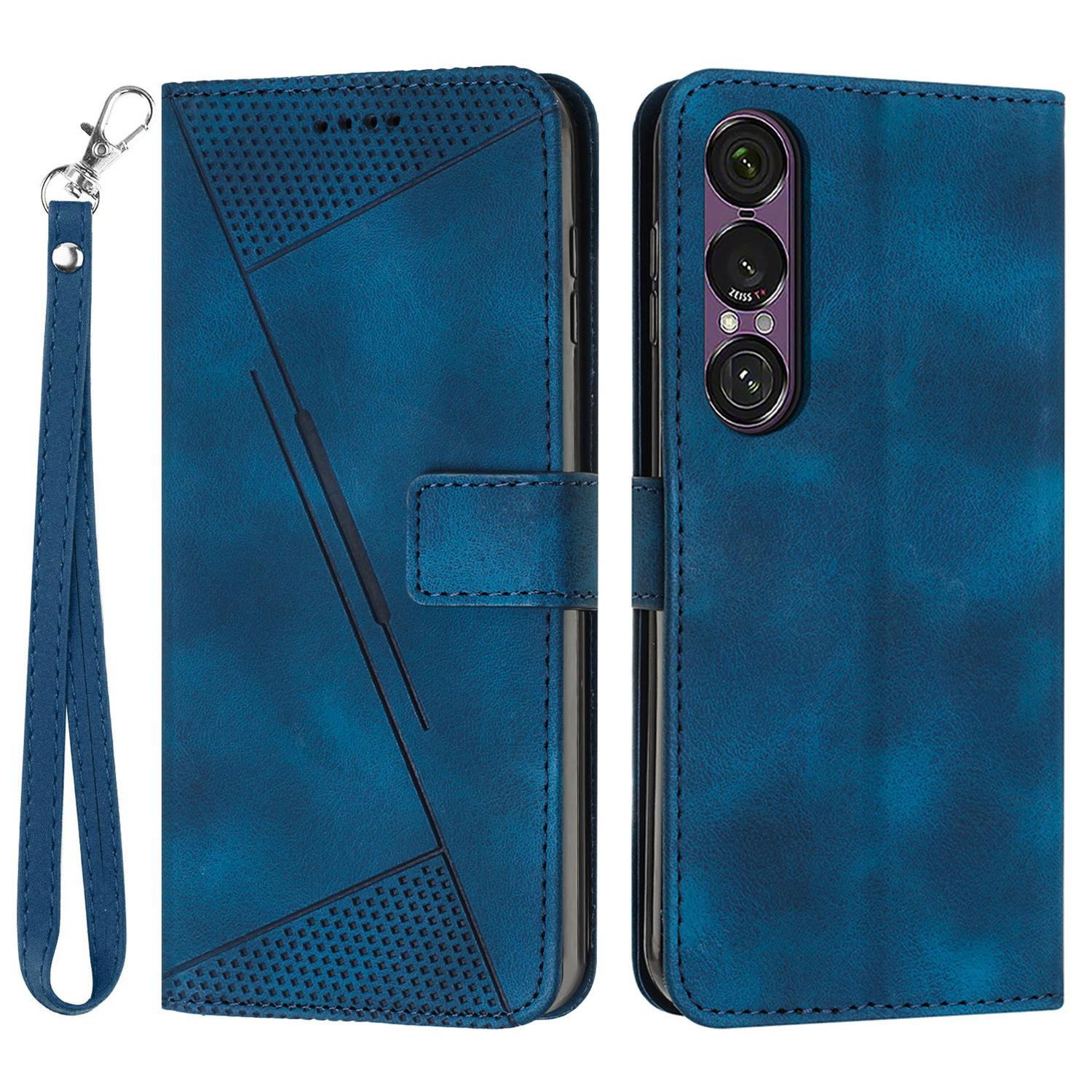 

Leather Case for Sony Xperia 1 VII Imprinted Triangle Phone Cover Sapphire