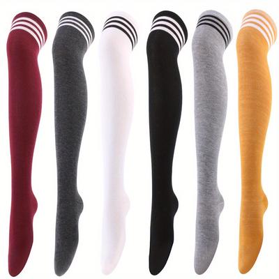 Strumpfhosen für Damen mit drei Riegeln, Cosplay-Socken, Overknee-Strümpfe, Oberschenkelhohe Socken, gestreifte hohe Röhrensocken, lange Socken, lange Beinwärmer