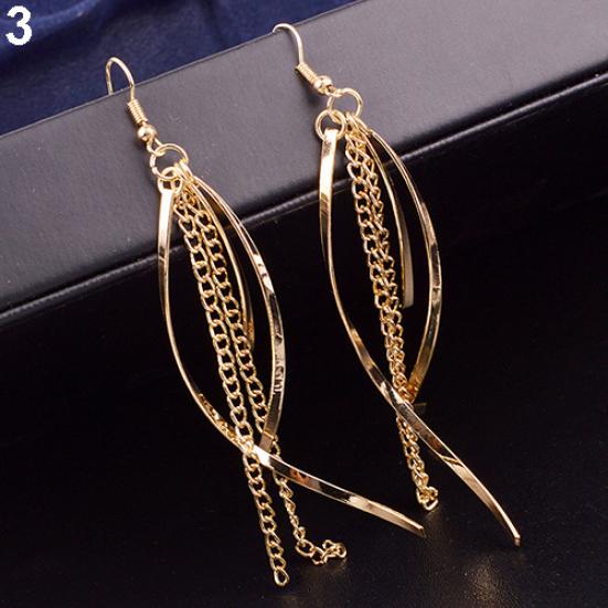 Women's Vintage Elegant Alloy Long Tassels Chain Drop Hook Dangle Earrings Jewelry