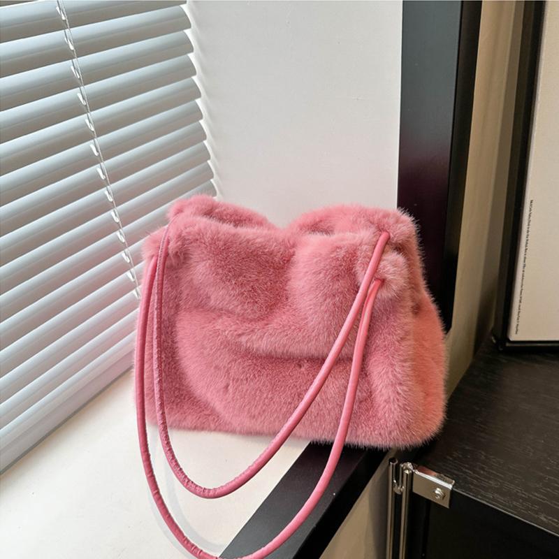 Geantă drăguță pentru femei, genți pufoase, geantă de umăr feminină, genți cu blană