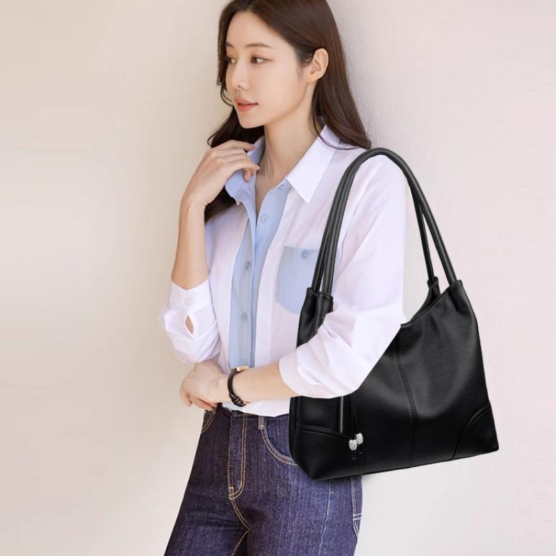 Women PU Leather Hobo Shoulder Bag Removable Crossbody Strap Large Capacity Soft Tote Bag Casual Multi‑pocket Handbag For Work Shopping Daily