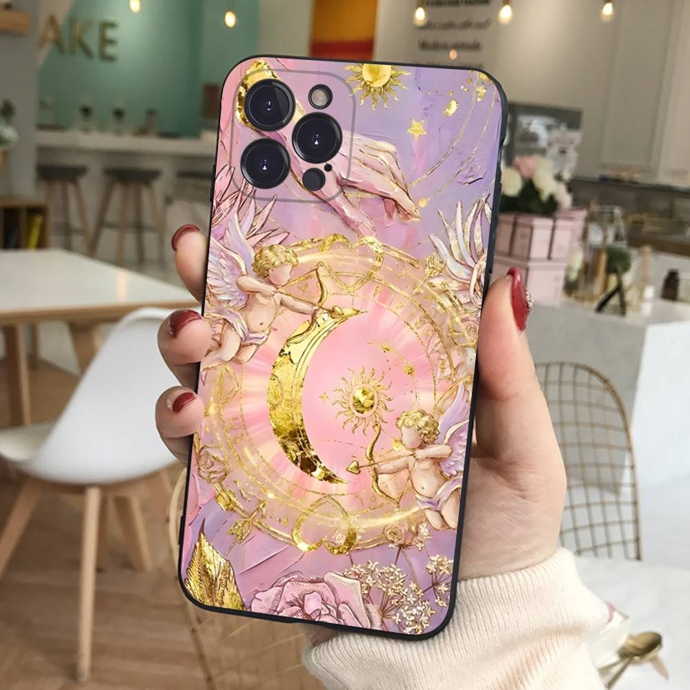 Middle Ages Retro Cupid Angel Phone Case For IPhone 12 11 13 14 15 16 17 Pro Max Plus Mini Cover