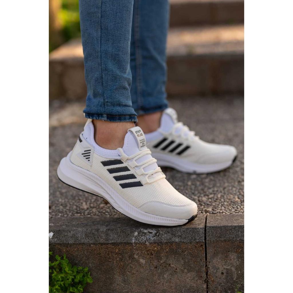 Men's White Rubber 4 Line Orthopedic Casual Sneaker Shoes Wsb0716