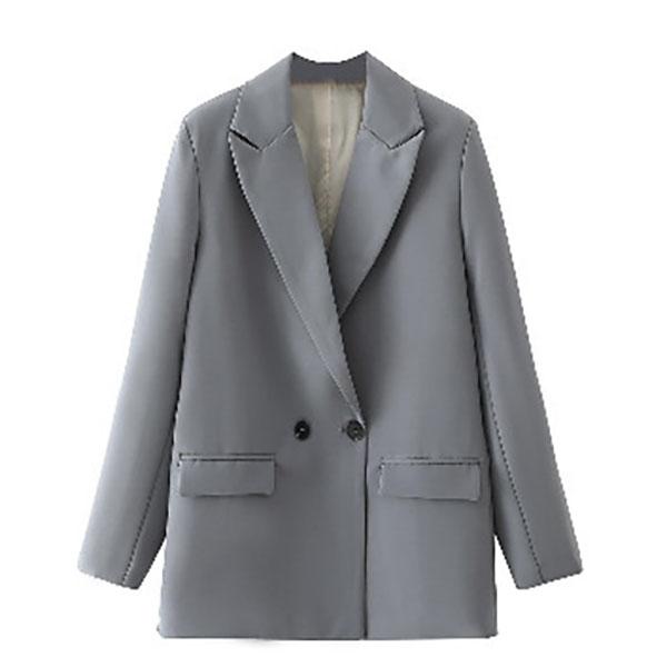 Women Chic Office Lady Double Breasted Blazer Vintage Coat Fashion Notched Collar Long Sleeve Ladies Outerwear Stylish Tops Plus Size