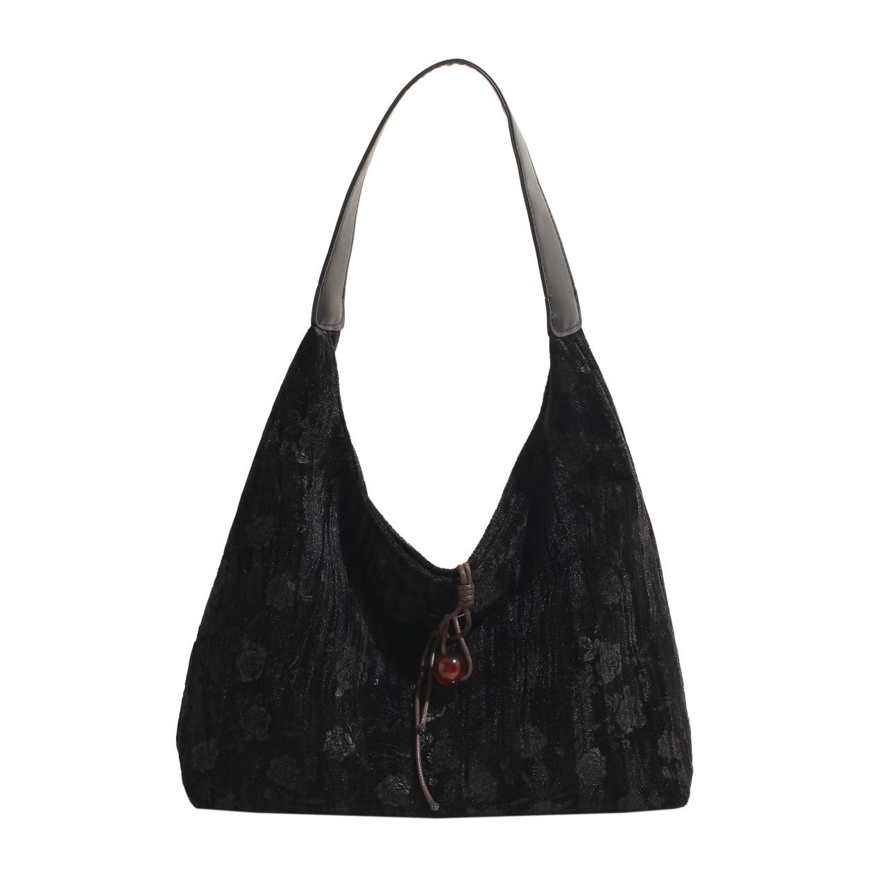 

Сумка подмышкой в стиле ретро, новая китайская сумка, женская простая модная сумка большой емкости через плечо, сумка через плечо 38*36*12 чёрный