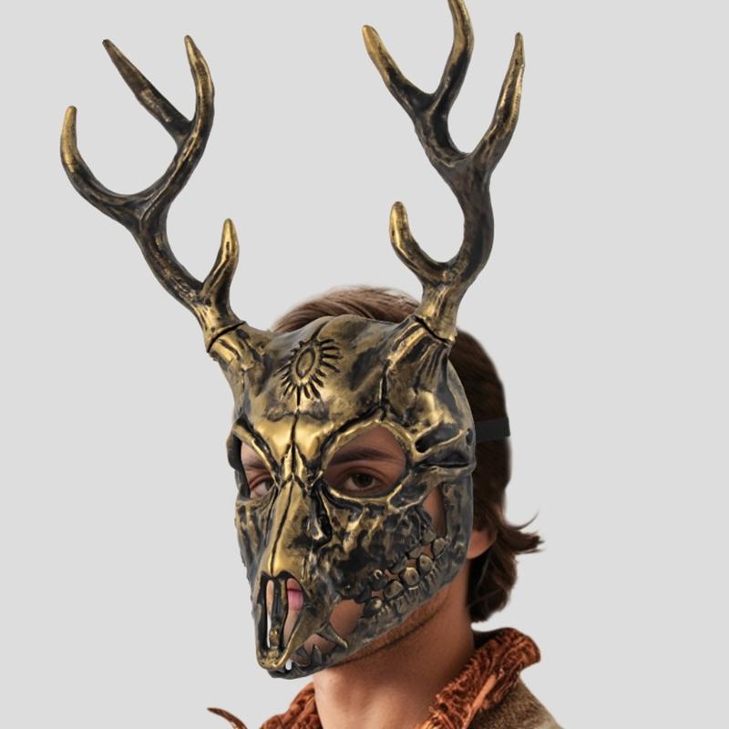 Reindeer Mask Full Face Mask Masquerade Mask Antler Mask Deer Head Mask Halloween Party Mask Carnivals Mask