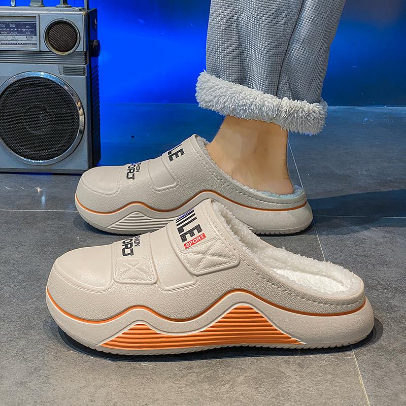 Varm vinter bomullssko dame varm pels hjemmetøfler EVA sklisikre plysj tøfler innendørs par tykk såle fottøy lysbilder