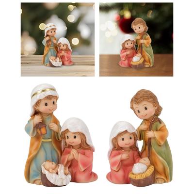 Christmas Nativity Scene Ornament Artwork Holy Family Nativity Figurine Crafts for Indoor Office Bookshelf Cabinet Fireplace