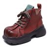 Women Motorcycle Boots Punk Style Square Toe Short Shoes Genuine Leather Lady Ankle Boots Platform Women Footwear Booties