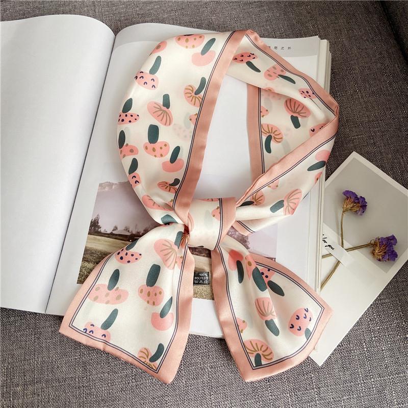 Luxary Brand Design Flower Print Silk Scarf for Women Fashion Hair Headband Foulard Lady Skinny Bag Scarves Neckerchief Tie