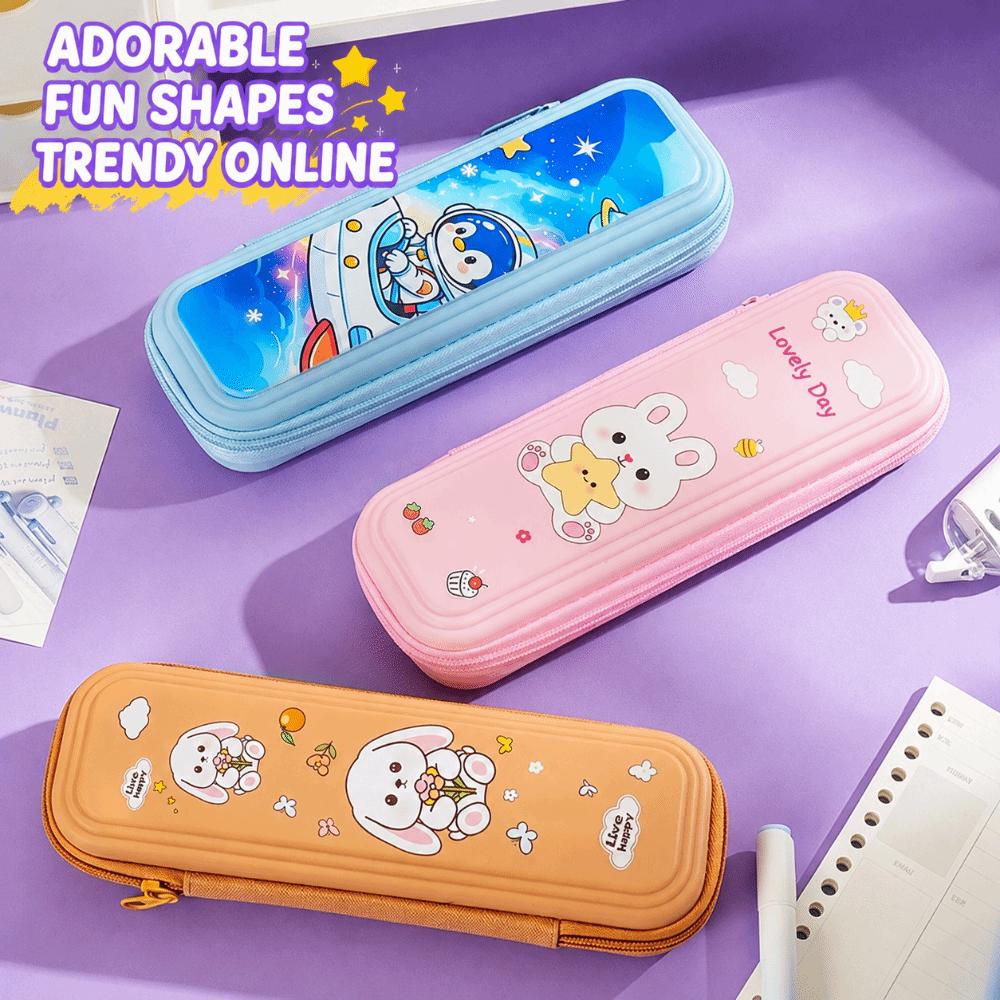 Multi-Layer Pencil Case Cartoon Print Stationery Box Kawaii Pen Bag  Students
