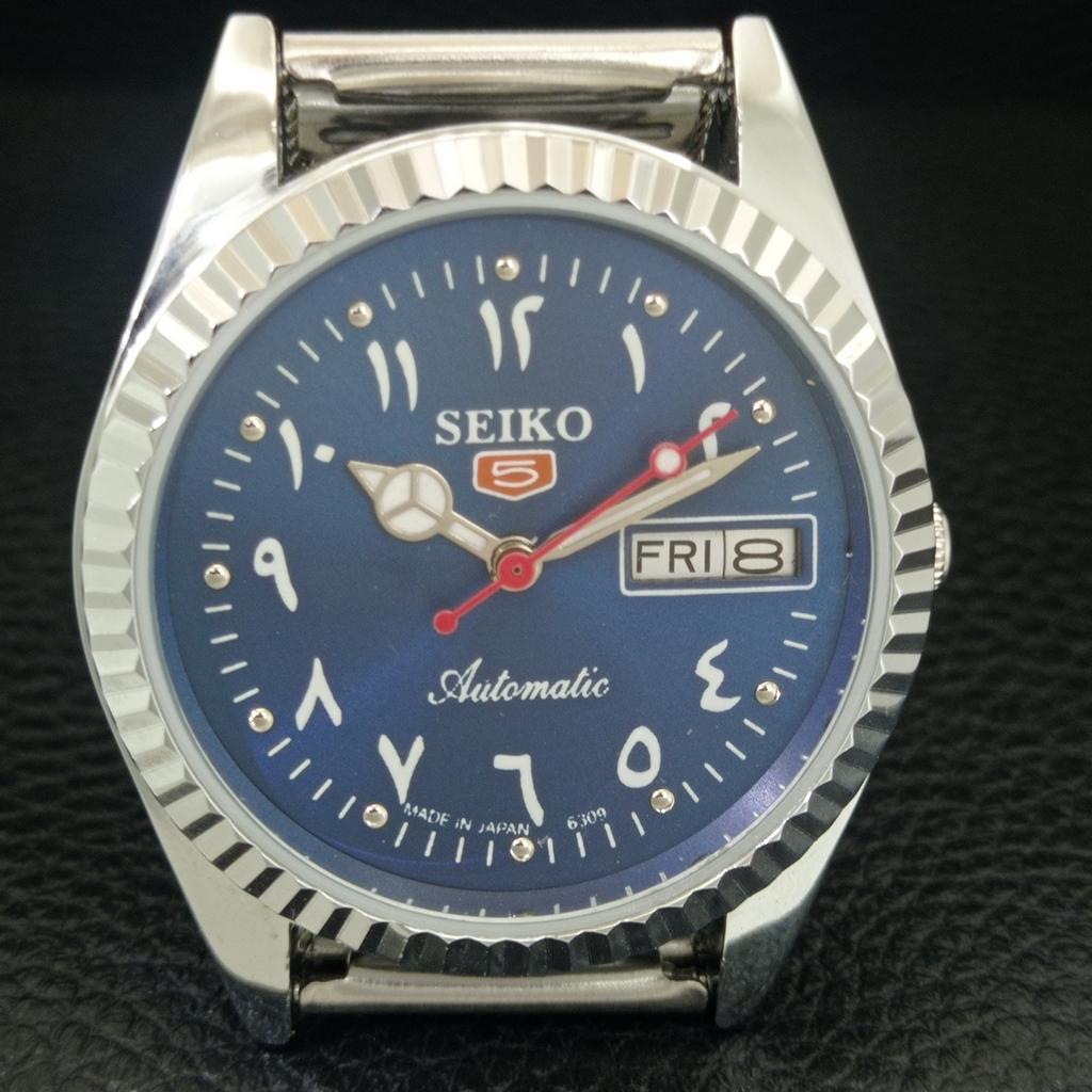 JAPAN VINTAGE REFURBISHED SEIKO 5 AUTOMATIC 6309A MENS BLUE DIAL WATCH A442484-1