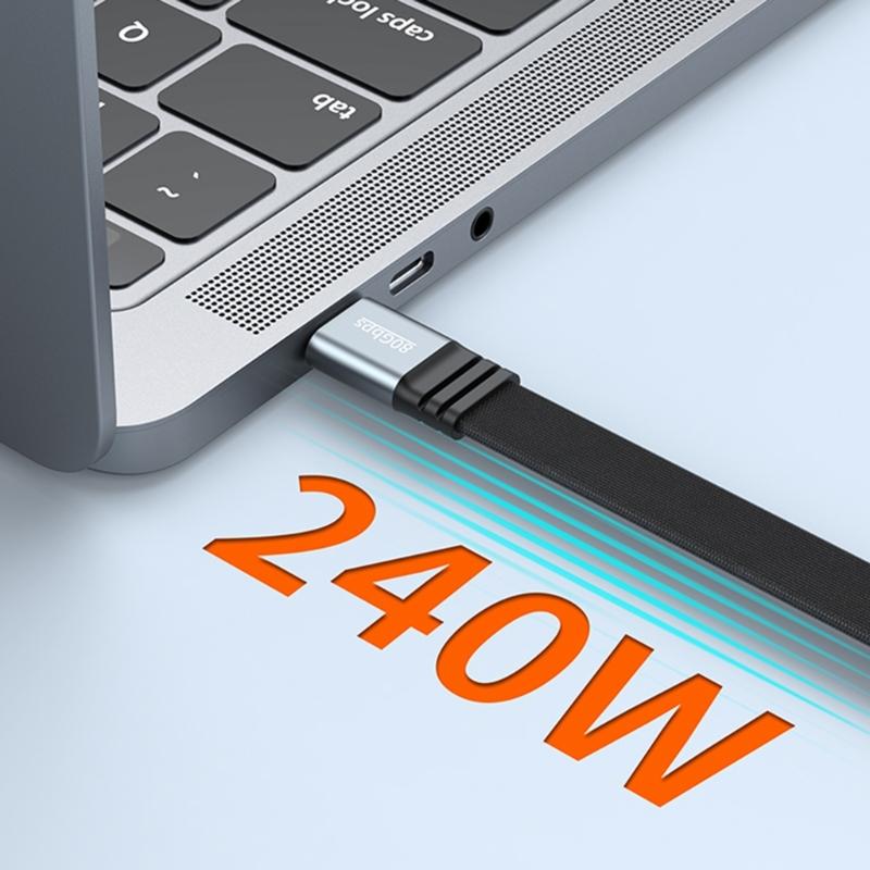 Super Flexible USB4 Type C Cable 15cm 80Gbps Speed Video Output Silicone & Aluminum Cord Suitable for Devices 5