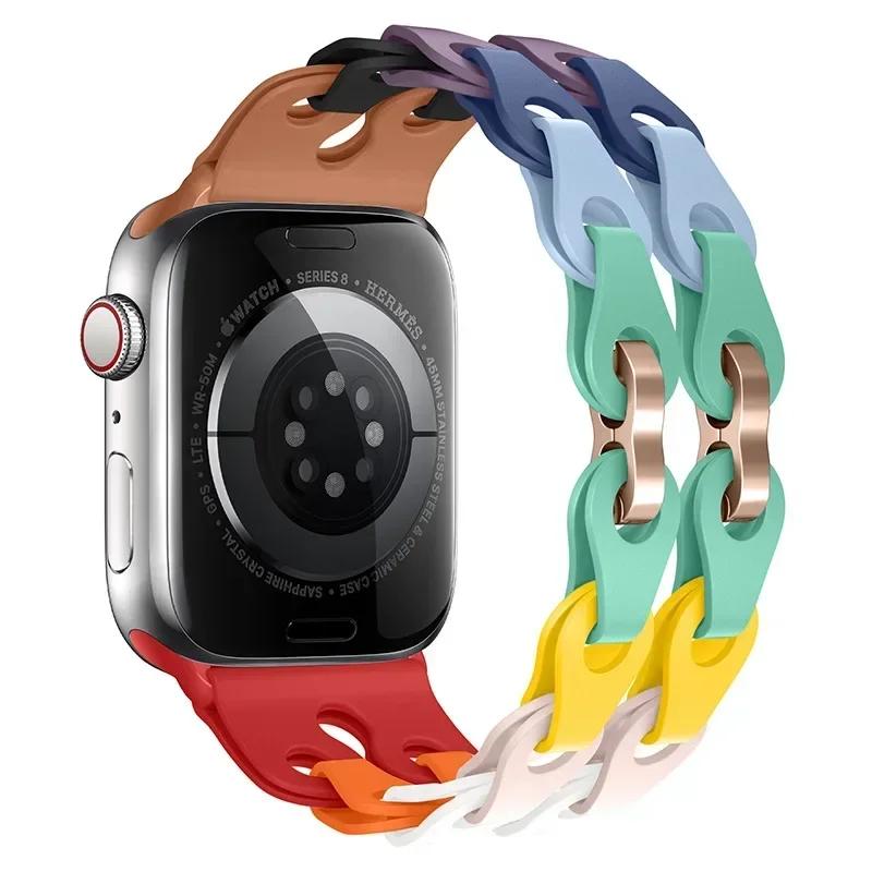 Silicone Strap for Apple Watch Ultra 2 Band 49 44 45 46 42 38 40 41mm Sport Correa Bracelet for Iwatch Series10 9 8 7 6 5 Se 4 3