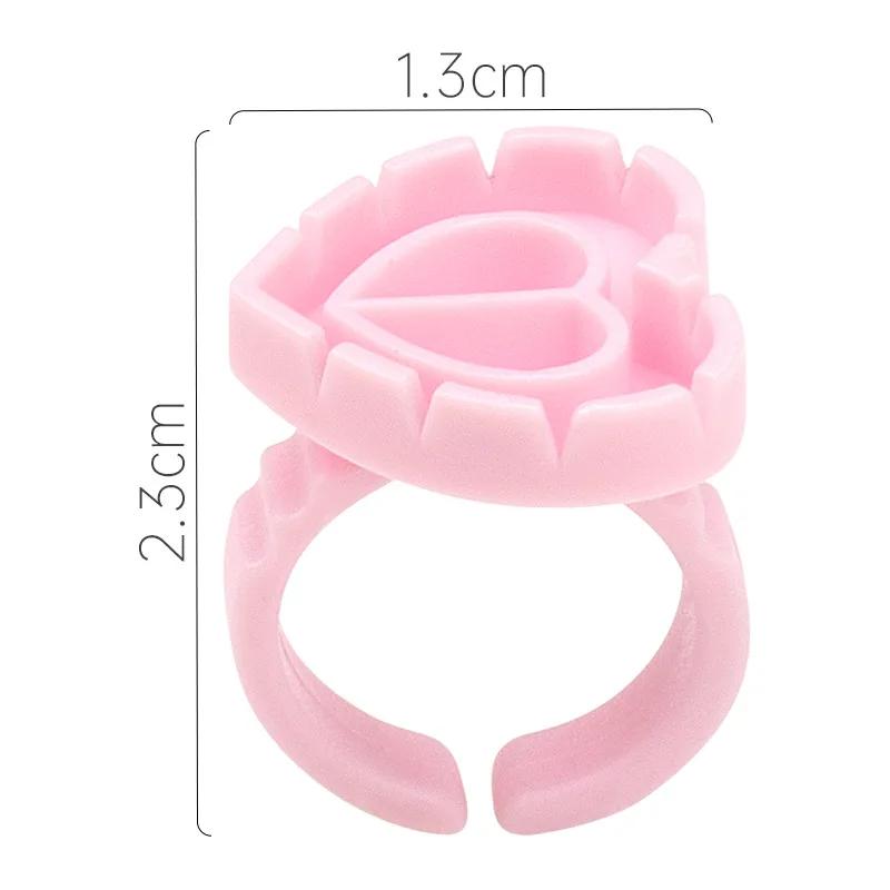 100 PCS Disposable Heart-shaped Plastic Glue Ring Cup Eyelash Extension Tattoo Pigment Holder Pallet Lash Makeup Supplies Tools