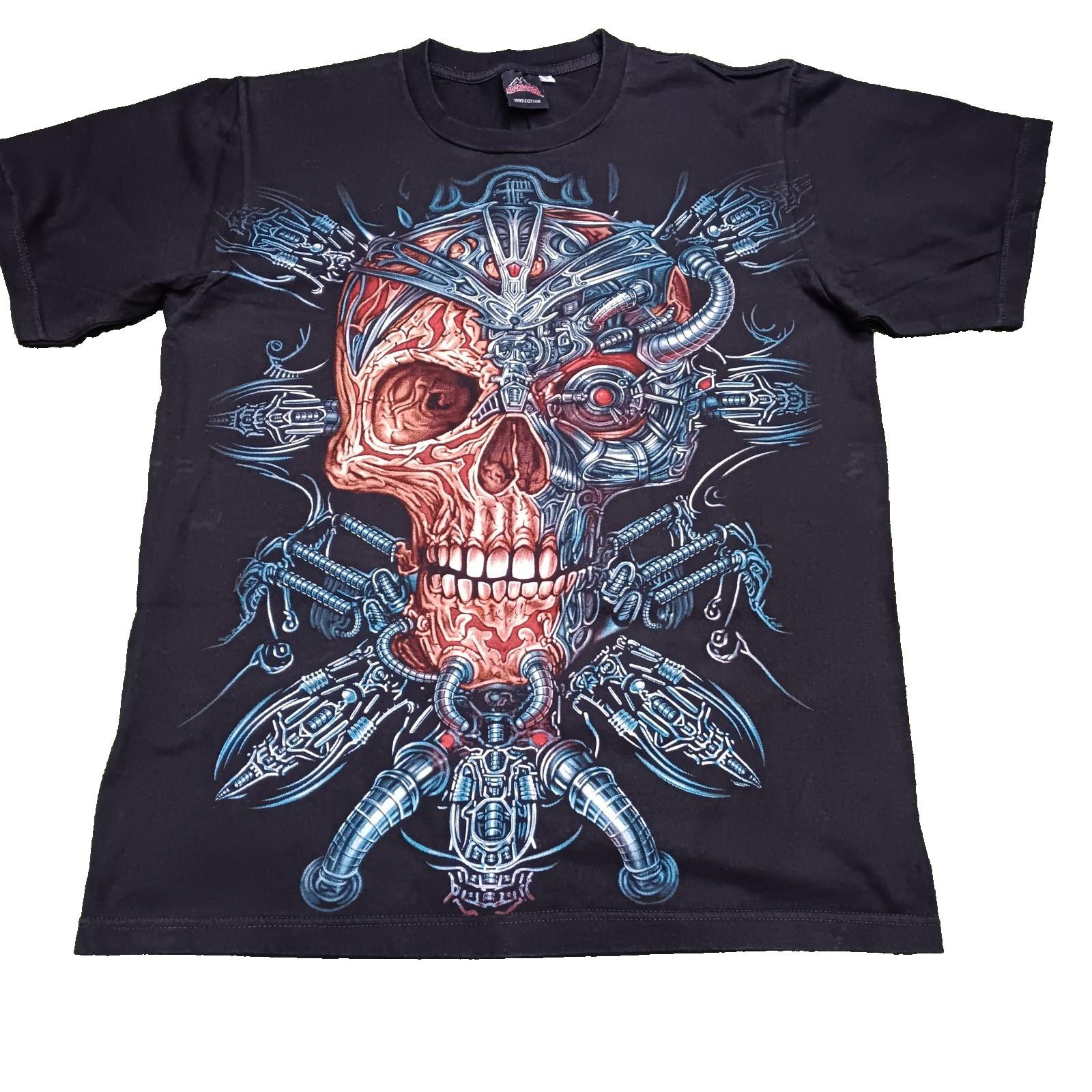 Robot Skull/Gothic/Death/Skeleton/Reaper/Horror Halloween/Tattoo/ Men T-Shirt L S