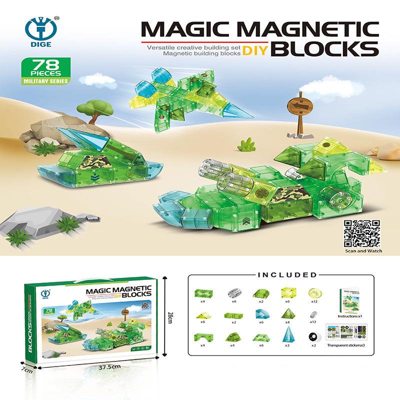 DiGe Geometric Magnetic Blocks - Building Blocks for Construction Vehicles & Castles - Children's Toys