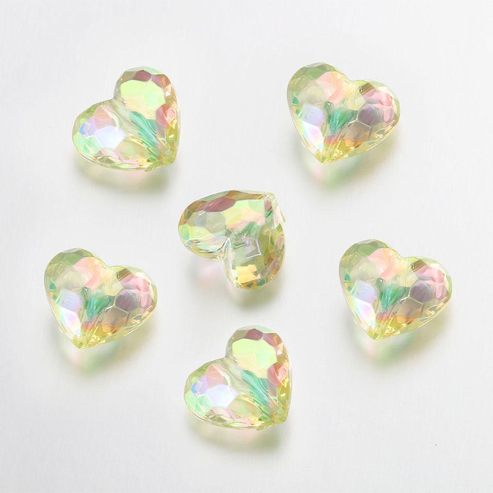 20pcs Acrylic Love Heart Beads Mixed Color Crystal Loose Spacer Beads for Jewelry Making Necklace Bracelet Handmade Accessories