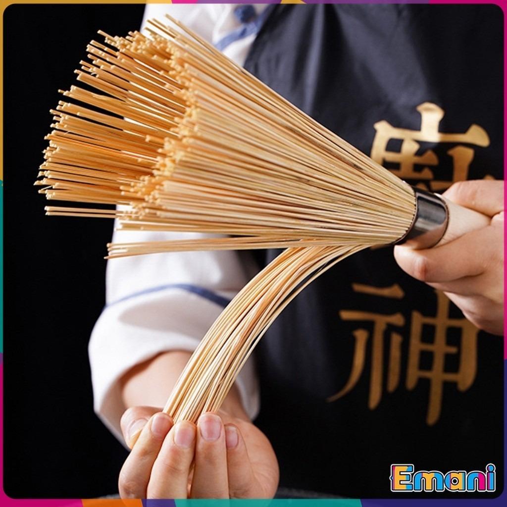 5pcs 7 Inches Length Wok Brush Cleaning Whisk Traditional Bamboo Wok Brushes Kitchen Tools