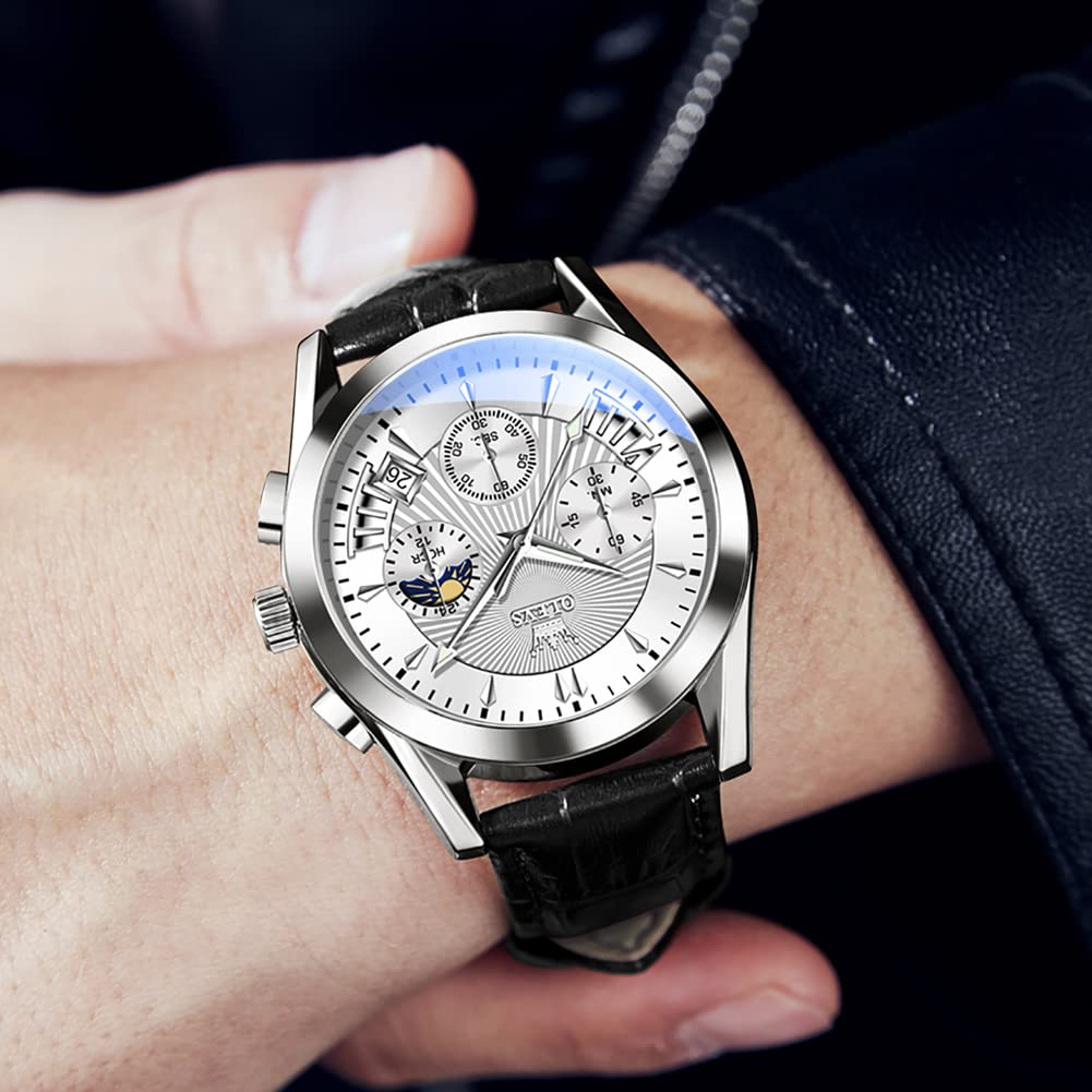 OLEVS Men's Business Wristwatch, Waterproof, Stylish, Stainless Steel Band, Quartz Movement, Analog, Casual, Father's Day Gift