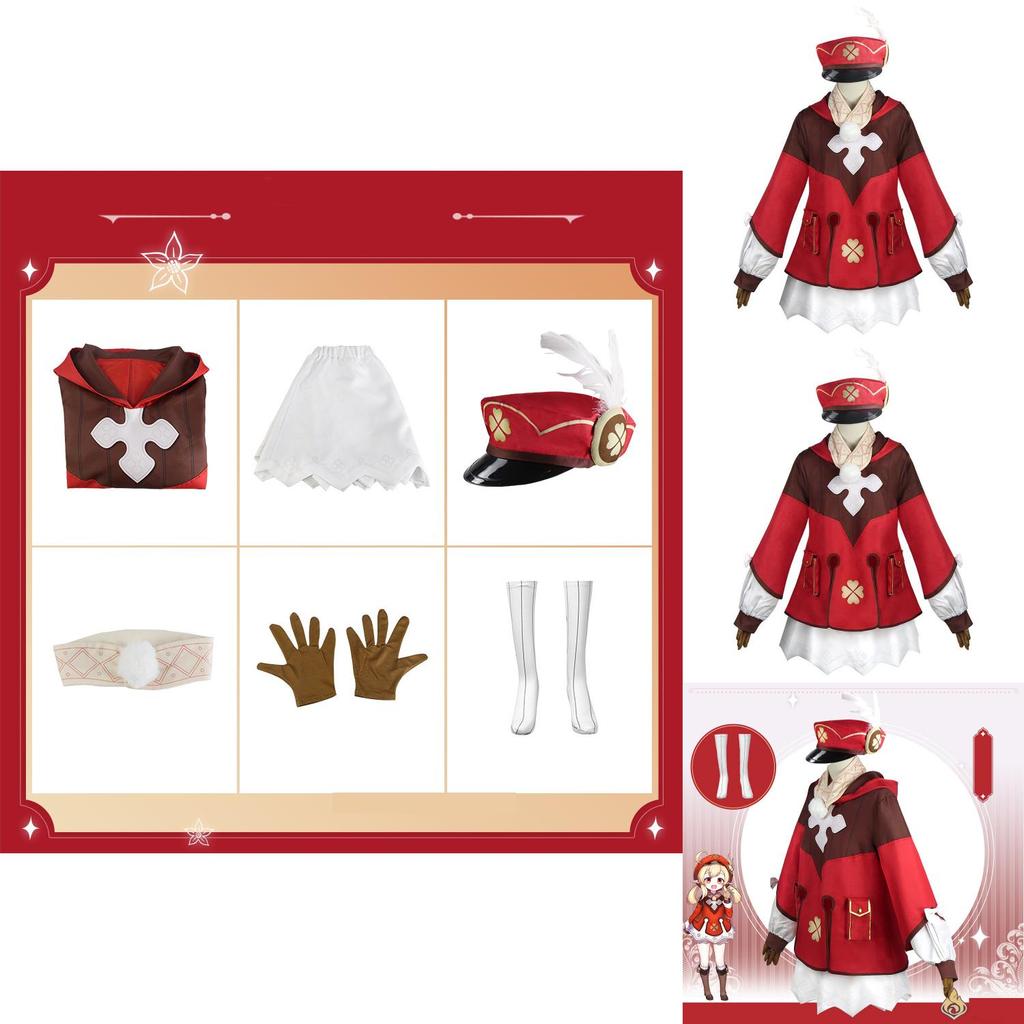 Authentisches Genshin Impact Klee Cosplay Komplettset Kostüm mit detailliertem Party-Outfit